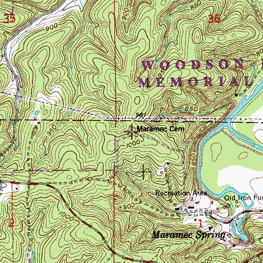 Topographic Map of Maramec Cemetery, MO