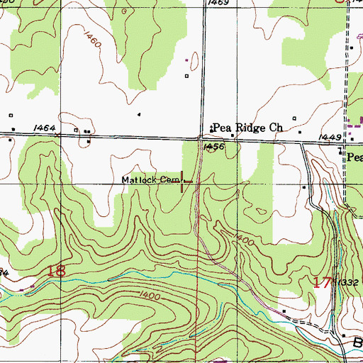 Topographic Map of Matlock Cemetery, MO