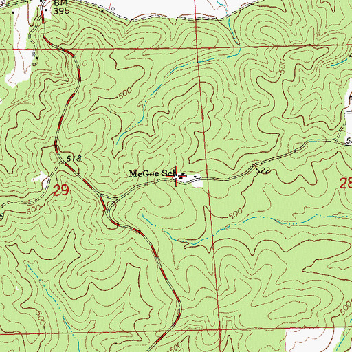 Topographic Map of McGee School, MO