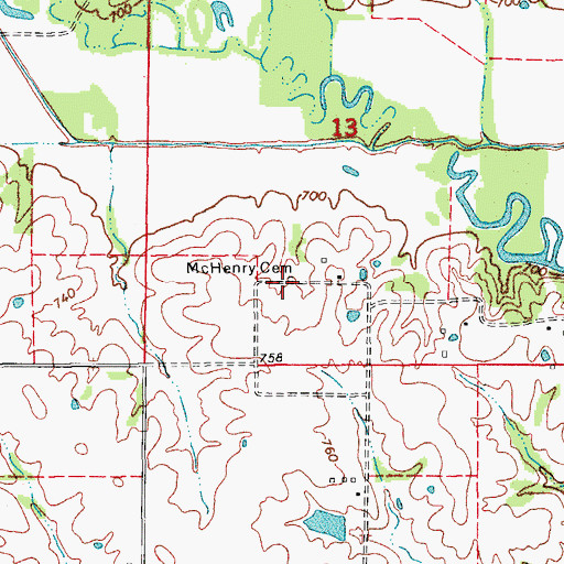 Topographic Map of McHenry Cemetery, MO