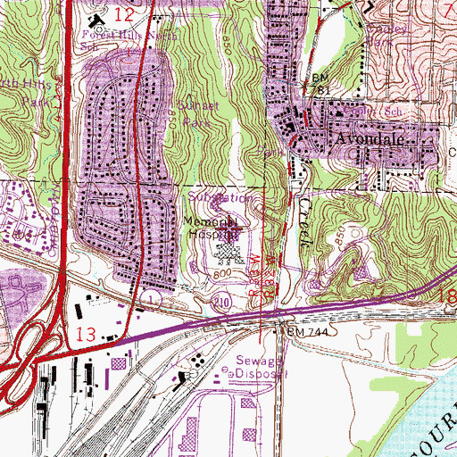 Topographic Map of North Kansas City Hospital, MO