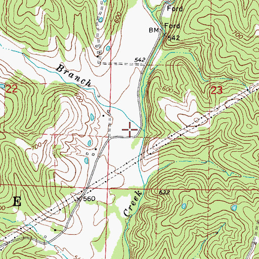 Topographic Map of Meyers Branch, MO