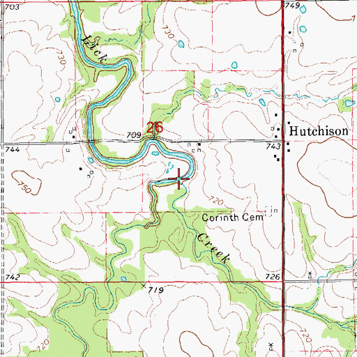 Topographic Map of Middle Lick Creek, MO