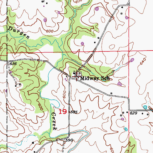 Topographic Map of Midway School, MO