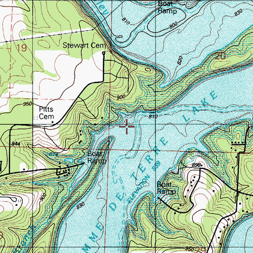 Topographic Map of Mill Branch, MO