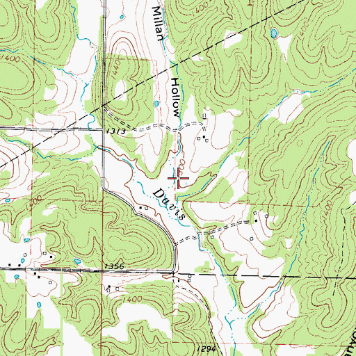 Topographic Map of Millan Hollow, MO