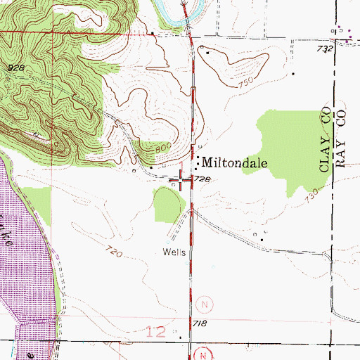 Topographic Map of Miltondale, MO