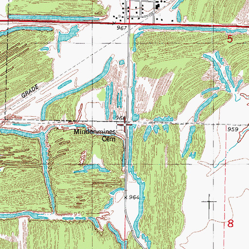 Topographic Map of Mindenmines Cemetery, MO