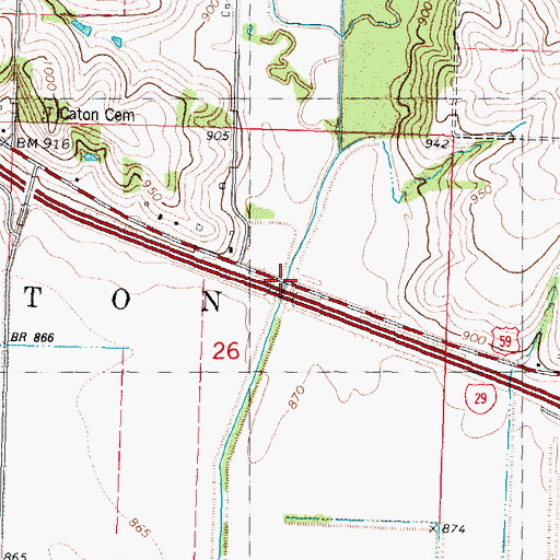 Topographic Map of Squaw Creek, MO
