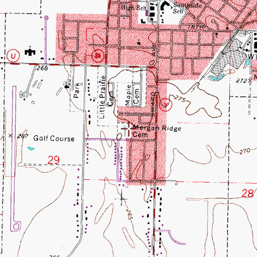 Topographic Map of Morgan Ridge Cemetery, MO