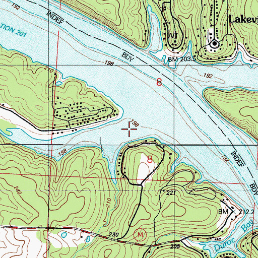 Topographic Map of Mossy Creek, MO
