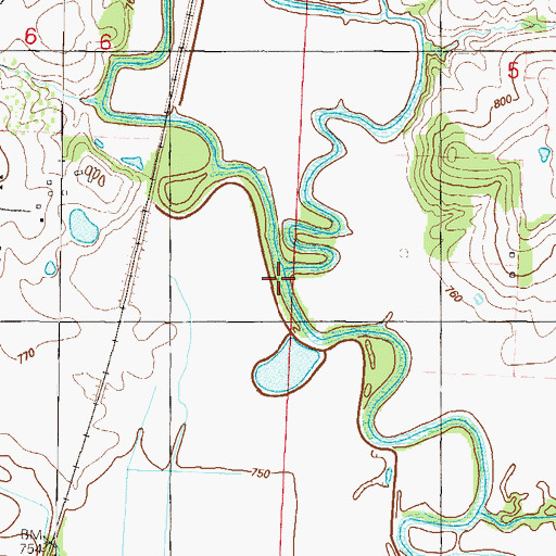 Topographic Map of Mound Branch, MO