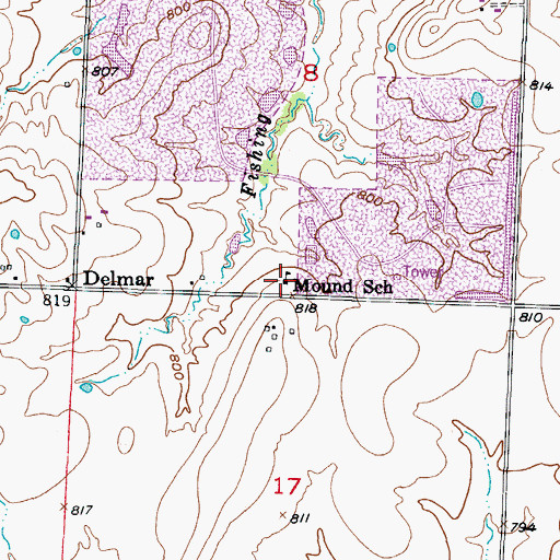 Topographic Map of Mound School (historical), MO