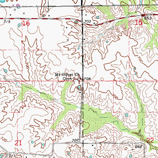 Topographic Map of Mount Olivet Church, MO