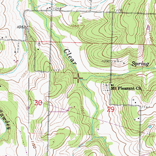 Topographic Map of Mount Pleasant Branch, MO