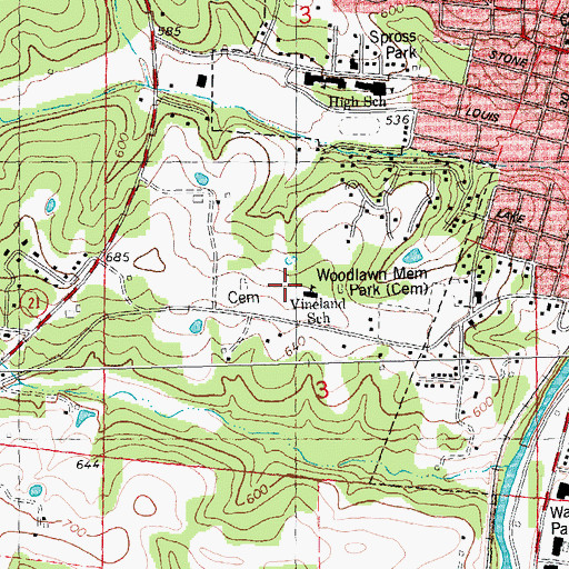 Topographic Map of Mount Saint Clements College, MO