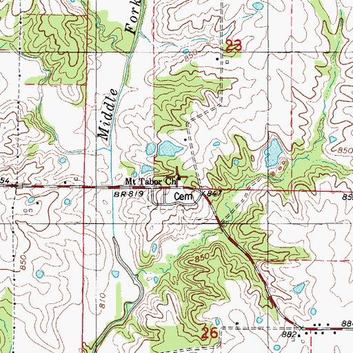 Topographic Map of Mount Tabor Church, MO