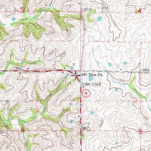 Topographic Map of Mount Zion Church, MO