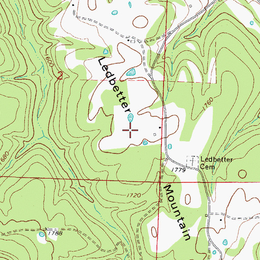 Topographic Map of Ledbetter Mountain, AR