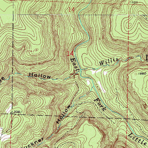 Topographic Map of Lee Hollow, AR