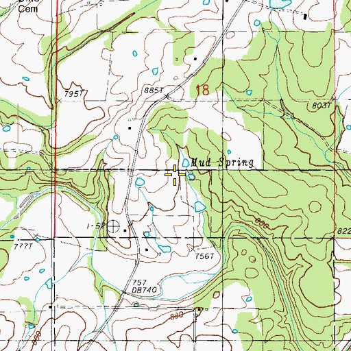 Topographic Map of Mud Spring, MO