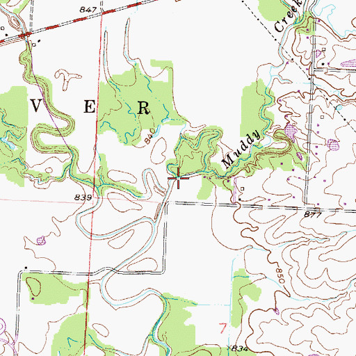 Topographic Map of Muddy Creek, MO