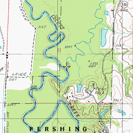Topographic Map of Muddy Creek, MO