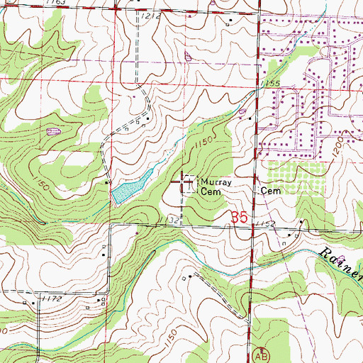 Topographic Map of Murray Cemetery, MO