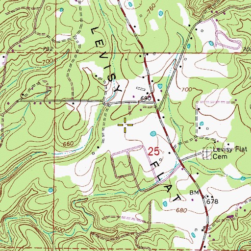 Topographic Map of Levisy Flat, AR