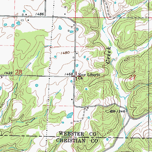 Topographic Map of New Liberty Church, MO