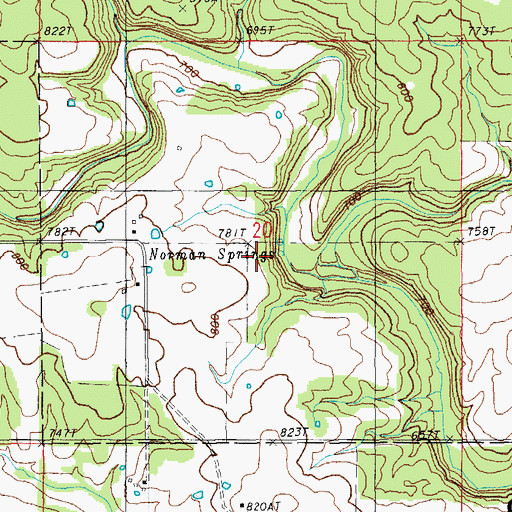 Topographic Map of Norman Spring, MO