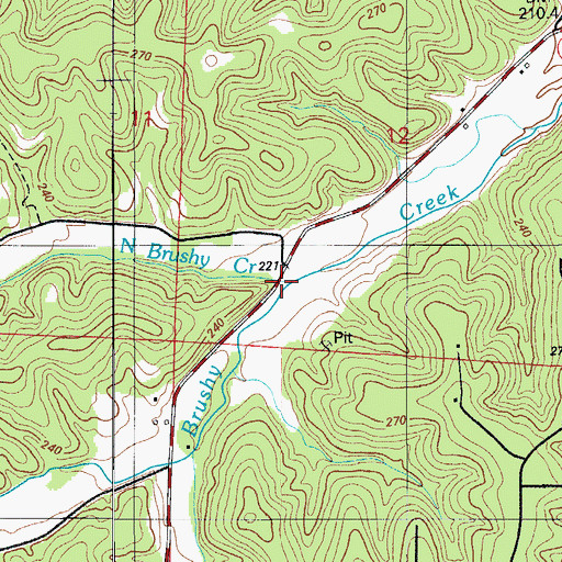 Topographic Map of North Brushy Creek, MO