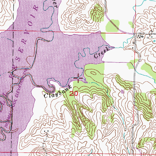 Topographic Map of North Fork Claybank Creek, MO