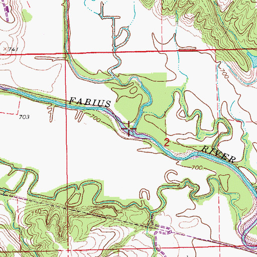 Topographic Map of North Fork North Fabius River, MO