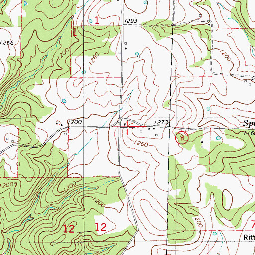 Topographic Map of Nubbin Ridge School, MO