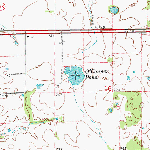 Topographic Map of O'Conner Pond, MO