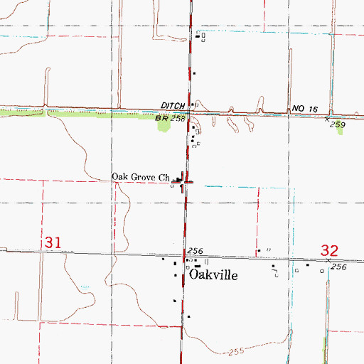 Topographic Map of Oak Grove Church, MO