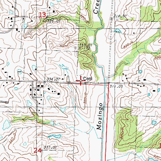 Topographic Map of Oak Hill Church (historical), MO