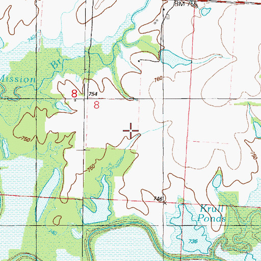 Topographic Map of Old Harmony Mission Site, MO