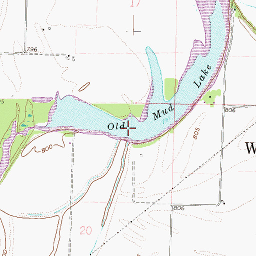 Topographic Map of Old Mud Lake, MO