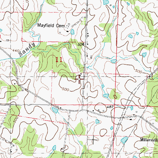 Topographic Map of Old Salem School, MO