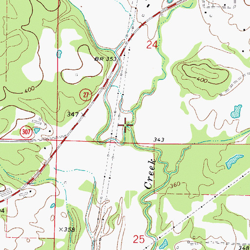 Topographic Map of Little Chickalah Creek, AR