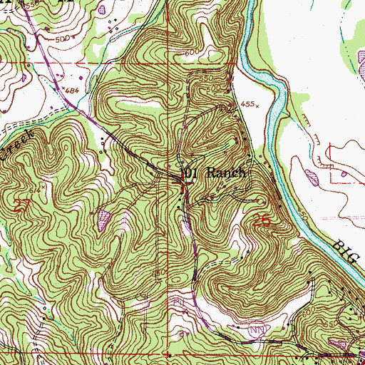 Topographic Map of One Hundred and One Ranch, MO