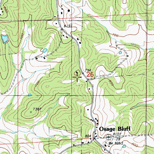 Topographic Map of Osage Bluff School (historical), MO