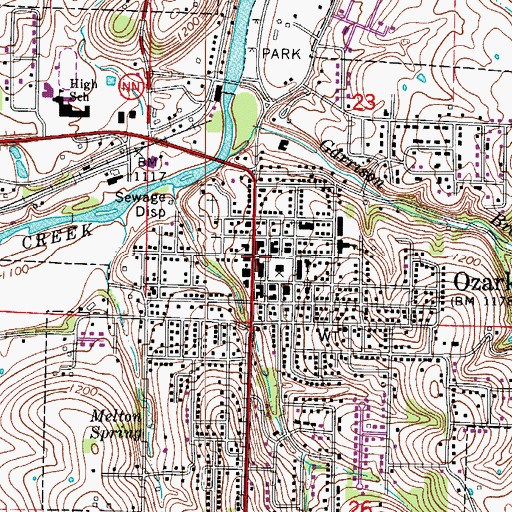 Topographic Map of Ozark, MO