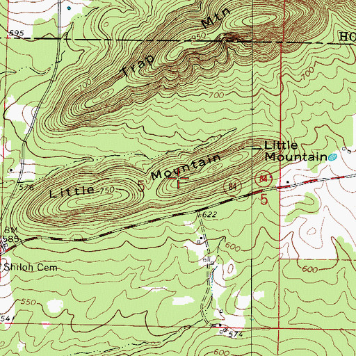 Topographic Map of Little Mountain, AR
