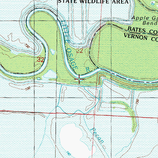 Topographic Map of Pecan Slough, MO