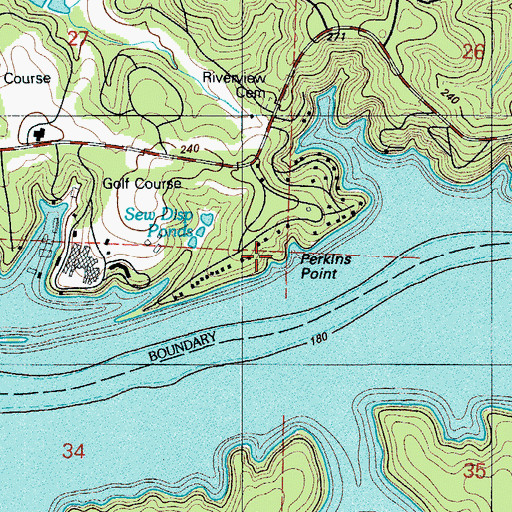 Topographic Map of Perkins Point, MO