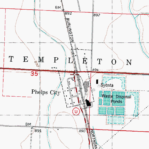 Topographic Map of Phelps City, MO