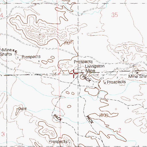 Topographic Map of Livingston Mine, AZ